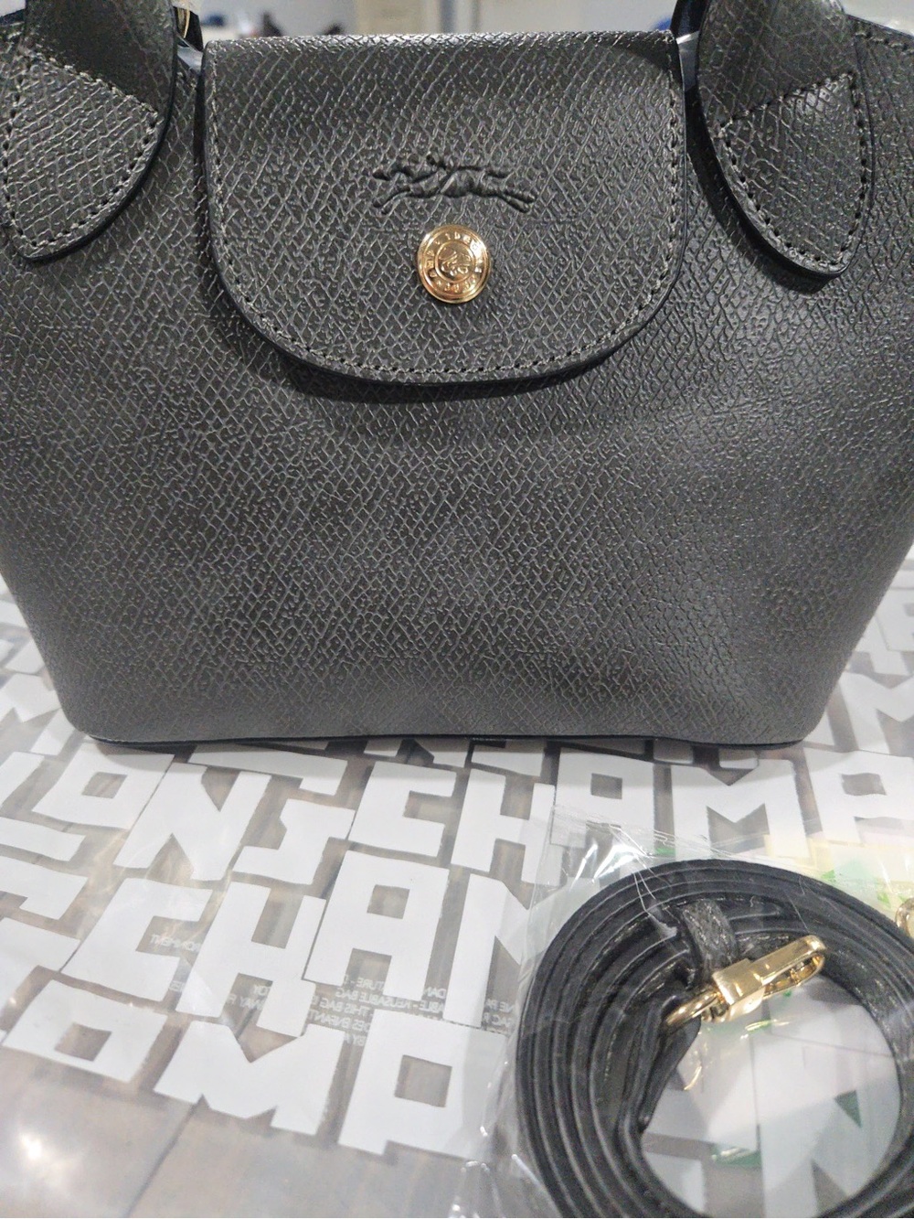 Longchamp small gray purse Tote Bag leather epure - Picture 2 of 5